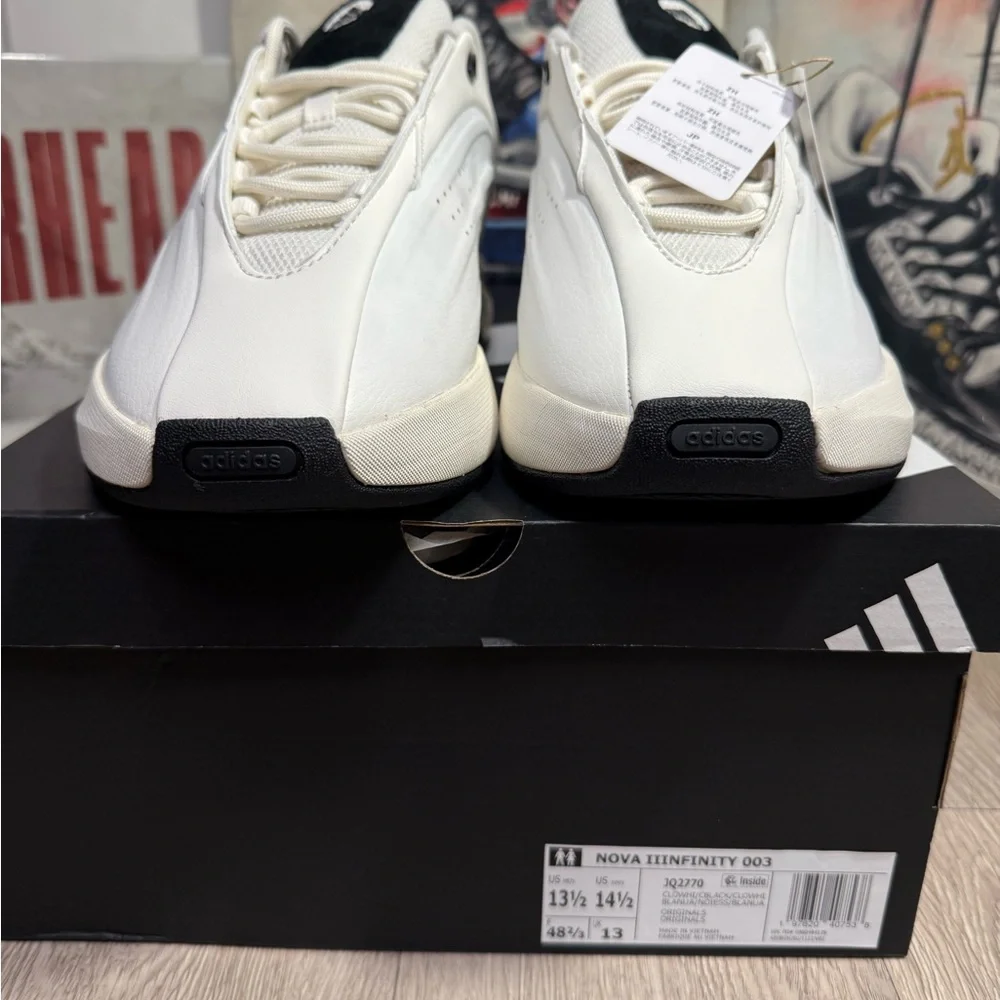 New Adidas Nova IIInfinity White/Blk Basketball Shoe Men Size 13.5, 14.5, 15, 16